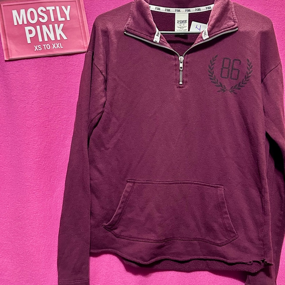 PINK Victoria's Secret Purple Quarter-Zip Sweatshirt